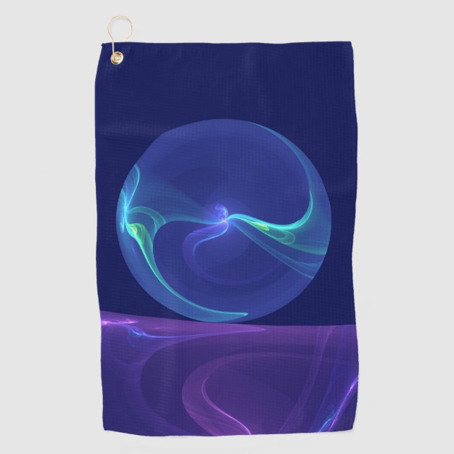 Luminous Blue Purple Dream Abstract Fractal Art Golf Towel (Front)