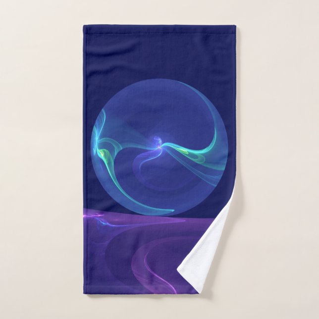 Luminous Blue Purple Dream Abstract Fractal Art Hand Towel (Hand Towel)