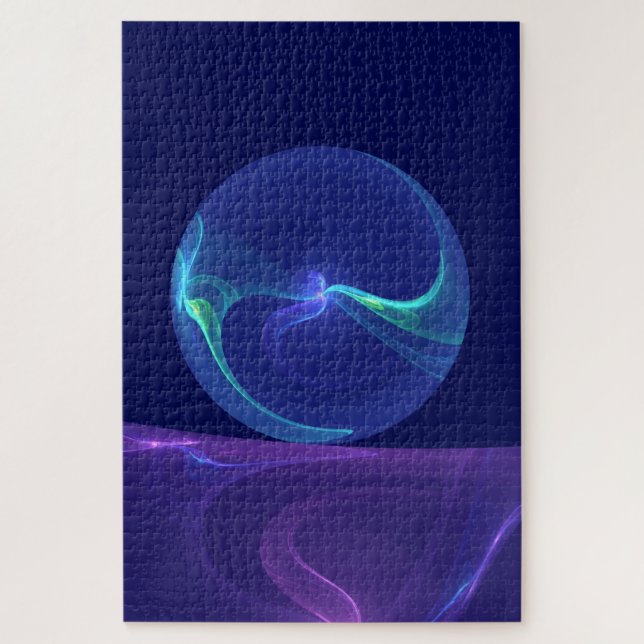 Luminous Blue Purple Dream Abstract Fractal Art Jigsaw Puzzle (Vertical)