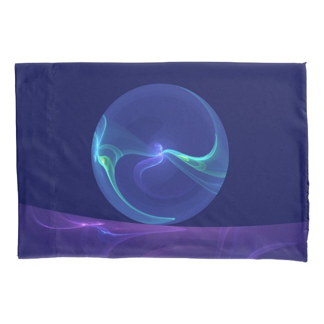Luminous Blue Purple Dream Abstract Fractal Art Pillowcase (Front)