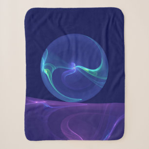 Luminous Blue Purple Dream Abstract Fractal Art Sherpa Blanket