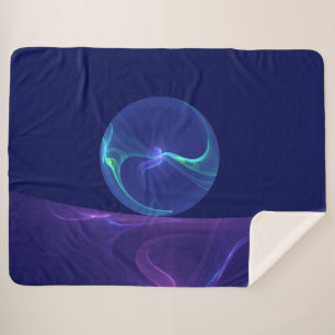 Luminous Blue Purple Dream Abstract Fractal Art Sherpa Blanket