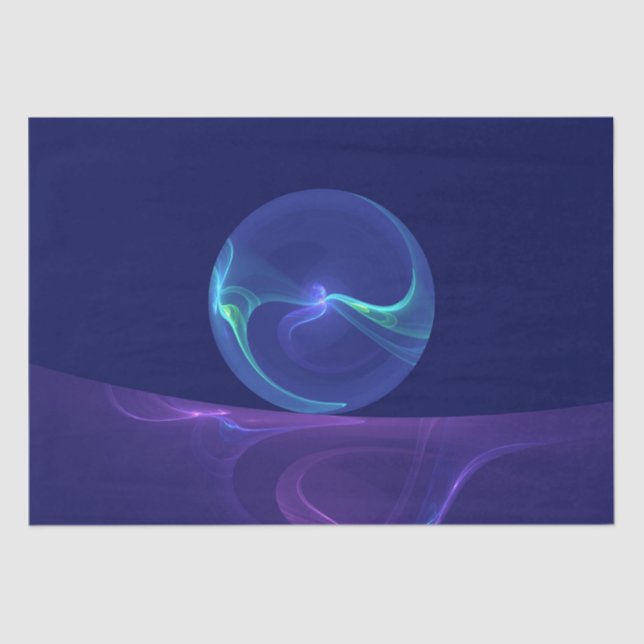 Luminous Blue Purple Dream Abstract Fractal Art Tissue Paper (Front)