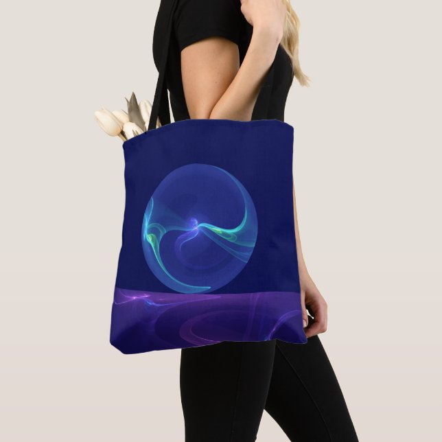 Luminous Blue Purple Dream Abstract Fractal Art Tote Bag (Close Up)