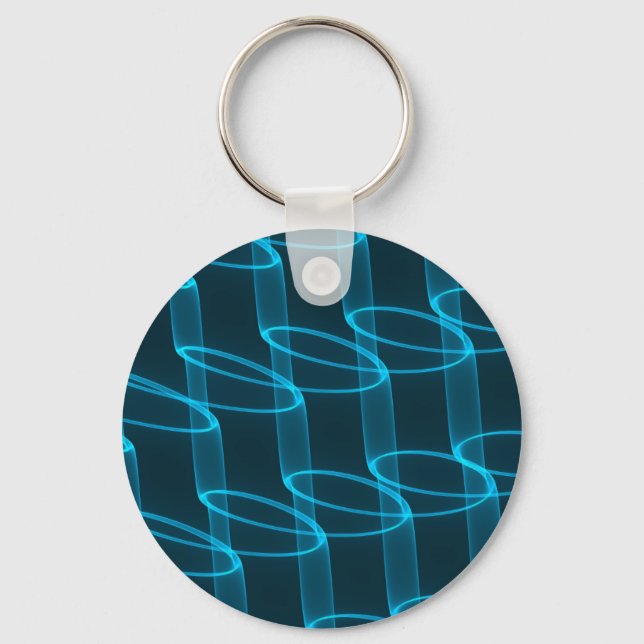 Luminous Blue Wave Pattern Keychain (Front)