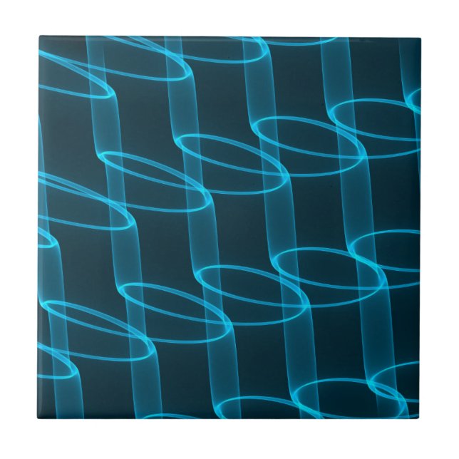 Luminous Blue Wave Pattern Tile (Front)