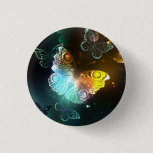 Luminous Butterfly and Night butterflies 1 Inch Round Button