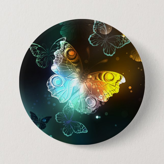 Luminous Butterfly and Night butterflies 3 Inch Round Button (Front)