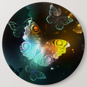 Luminous Butterfly and Night butterflies 6 Inch Round Button