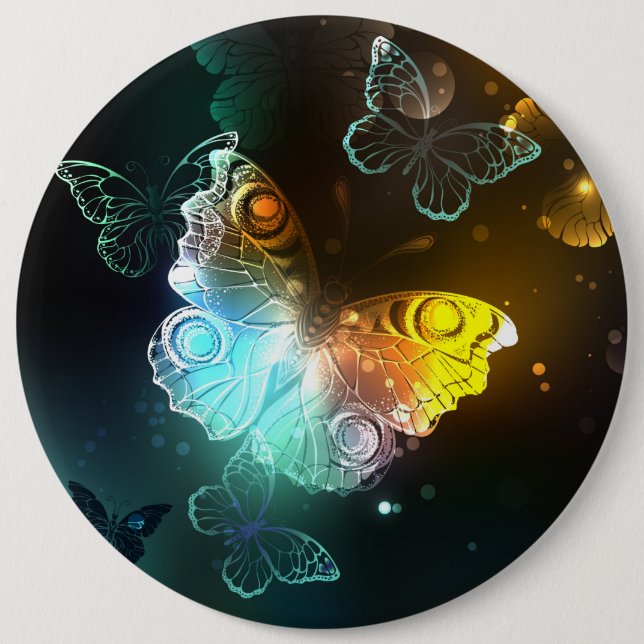 Luminous Butterfly and Night butterflies 6 Inch Round Button (Front)
