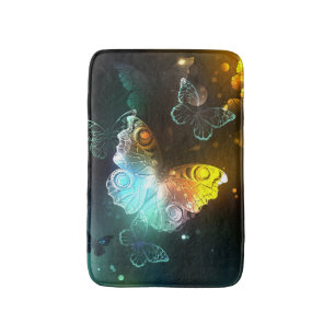 Luminous Butterfly and Night butterflies Bath Mat