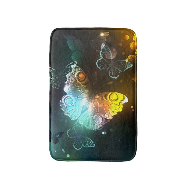 Luminous Butterfly and Night butterflies Bath Mat (Front Vertical)