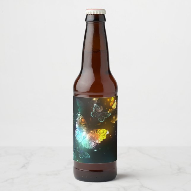Luminous Butterfly and Night butterflies Beer Bottle Label (Front)