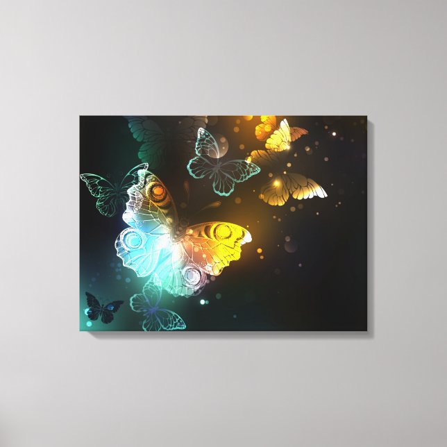 Luminous Butterfly and Night butterflies Canvas Print (Front)