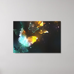 Luminous Butterfly and Night butterflies Canvas Print