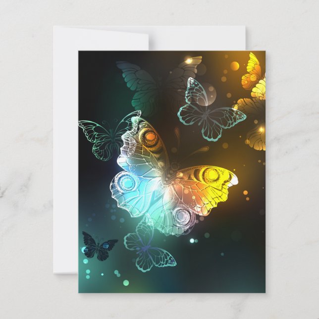 Luminous Butterfly and Night butterflies Card (Front)