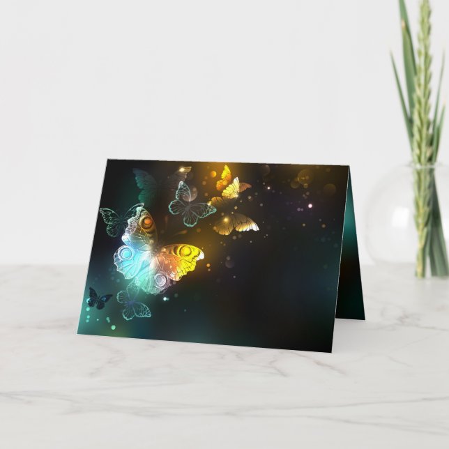 Luminous Butterfly and Night butterflies Card (Front)