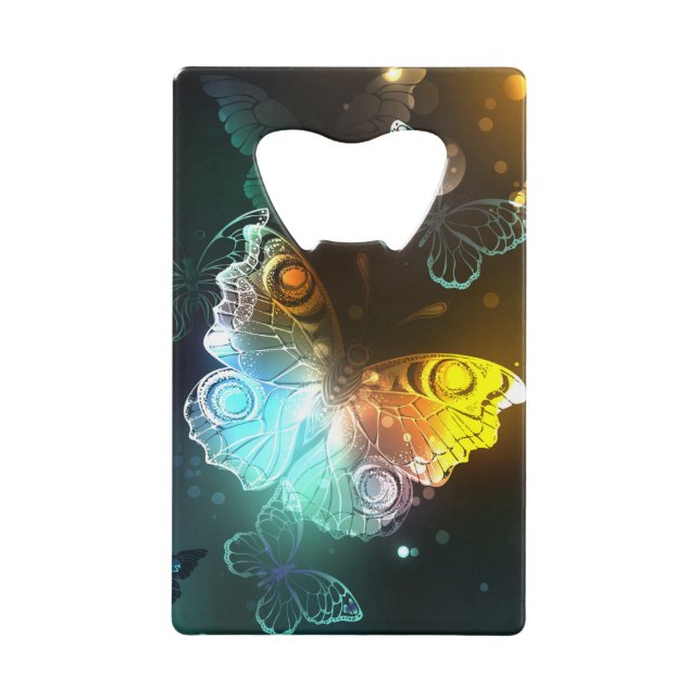 Luminous Butterfly and Night butterflies Credit Card Bottle Opener (Front)