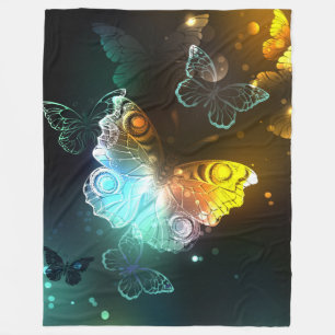 Luminous Butterfly and Night butterflies Fleece Blanket