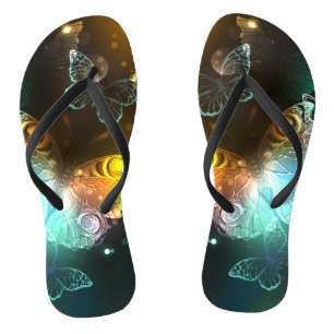 Luminous Butterfly and Night butterflies Flip Flops