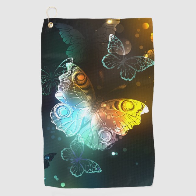 Luminous Butterfly and Night butterflies Golf Towel (Front)