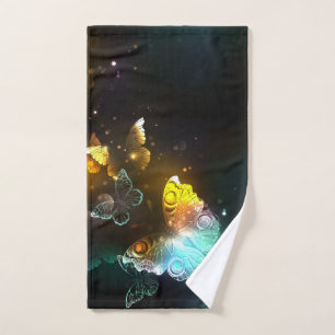Luminous Butterfly and Night butterflies Hand Towel