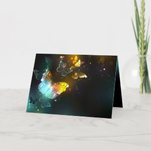 Luminous Butterfly and Night butterflies Holiday Card