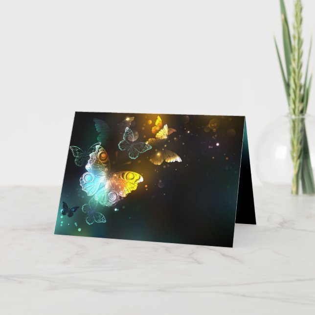 Luminous Butterfly and Night butterflies Holiday Card (Front)