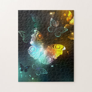 Luminous Butterfly and Night butterflies Jigsaw Puzzle