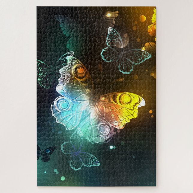 Luminous Butterfly and Night butterflies Jigsaw Puzzle (Vertical)