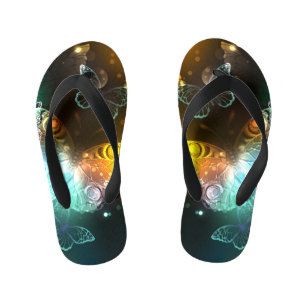Luminous Butterfly and Night butterflies Kid's Flip Flops