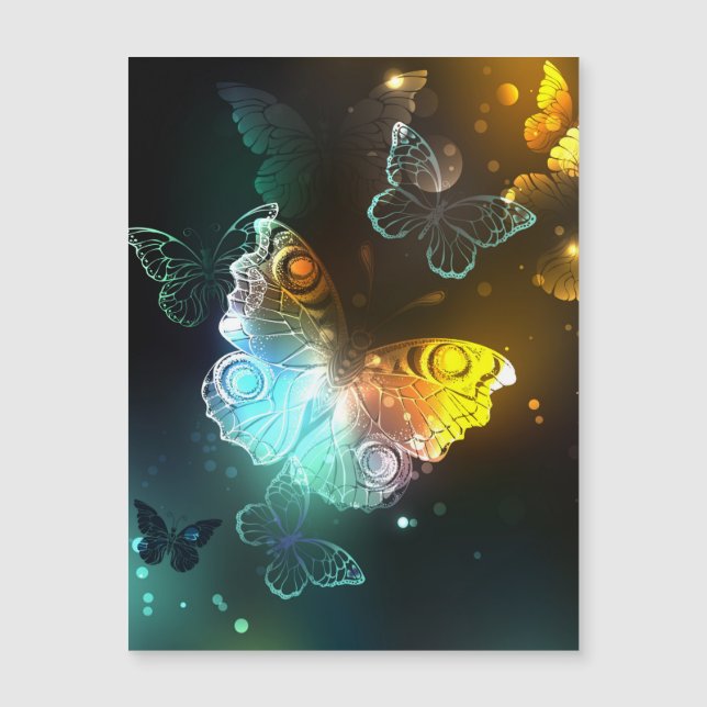 Luminous Butterfly and Night butterflies Magnetic Invitation (Front)
