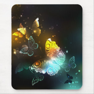 Luminous Butterfly and Night butterflies Mouse Pad