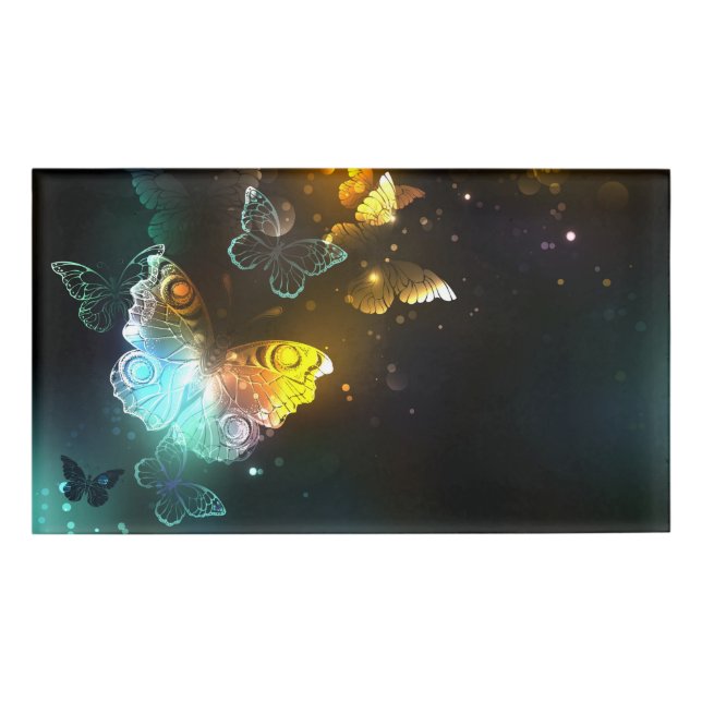 Luminous Butterfly and Night butterflies Name Tag (Front)