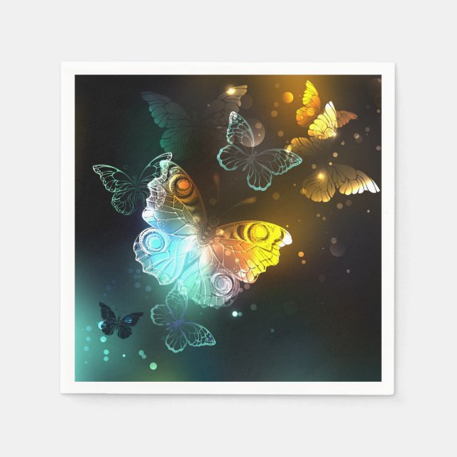 Luminous Butterfly and Night butterflies Napkin (Front)