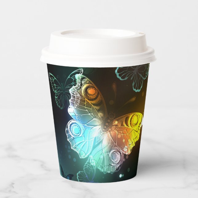 Luminous Butterfly and Night butterflies Paper Cups (Front)