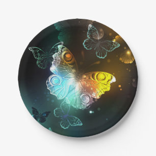 Luminous Butterfly and Night butterflies Paper Plate