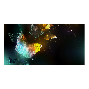 Luminous Butterfly and Night butterflies Poster