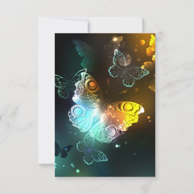 Luminous Butterfly and Night butterflies RSVP Card (Front)