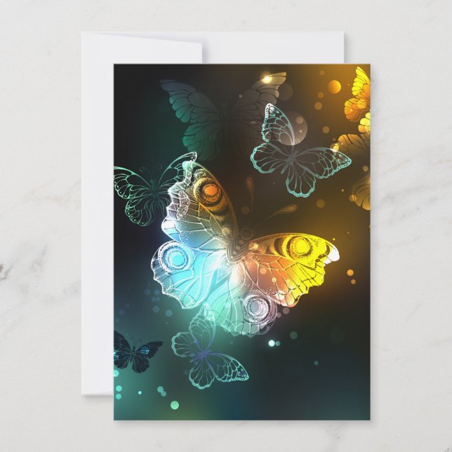 Luminous Butterfly and Night butterflies Save The Date (Front)