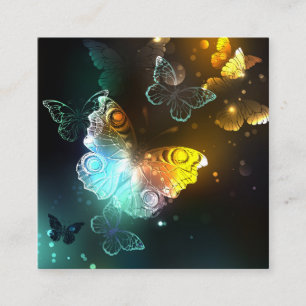 Luminous Butterfly and Night butterflies Square Business Card
