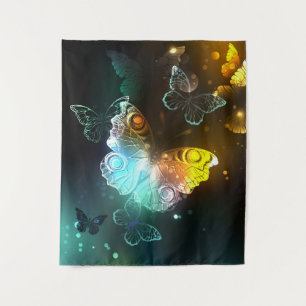 Luminous Butterfly and Night butterflies Tapestry