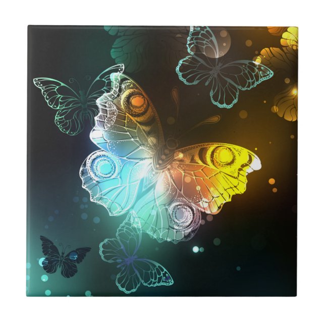 Luminous Butterfly and Night butterflies Tile (Front)