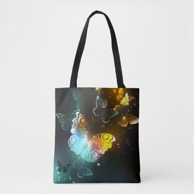 Luminous Butterfly and Night butterflies Tote Bag (Front)