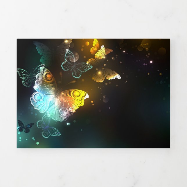 Luminous Butterfly and Night butterflies Tri-Fold Card (Cover)