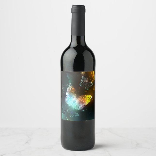 Luminous Butterfly and Night butterflies Wine Label (Front)
