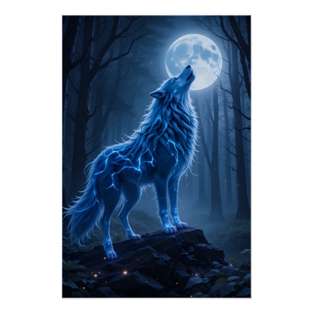 Luminous Celestial Wolf Poster (Front)