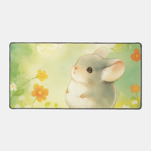 Luminous Chinchilla Orange Wildflower Spring Meado Desk Mat