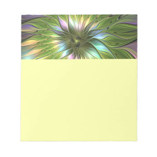 Luminous Colorful Fantasy Flower Fractal Art Notepad