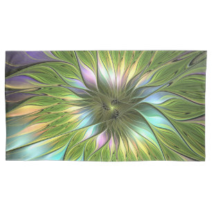 Luminous Colorful Fantasy Flower Fractal Art Pillowcase